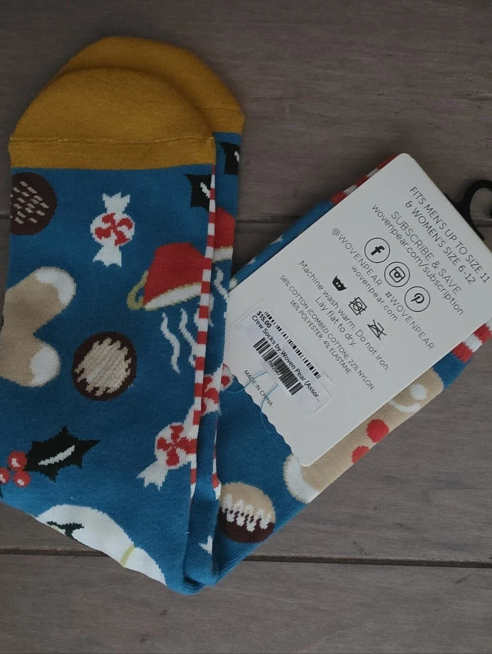 Woven Pear Crew Socks